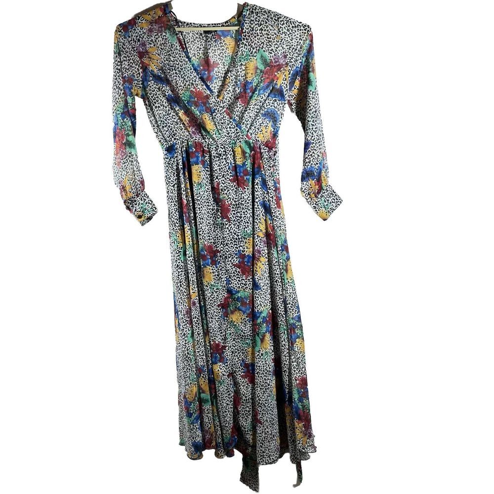 SPY ZONE EXCHANGE Bohemian Chic Wrap Maxi Leopard Floral‎ Dress Size M